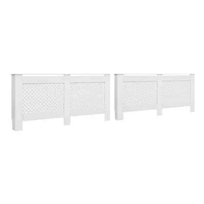 vidaXL 2x Radiator Covers White MDF Living Room Bedroom Heater Cabinet Shelf