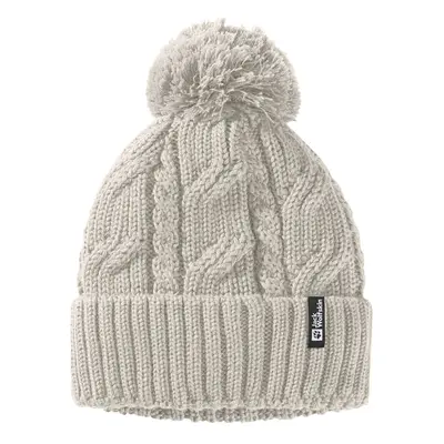 (One Size, Dove) Jack Wolfskin Unisex Pompom Cable Knitted Cosy One Size Beanie Hat