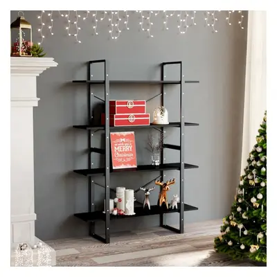 vidaXL 4-Tier Book Cabinet Black Engineered Wood Home Storage Rack Bookcase