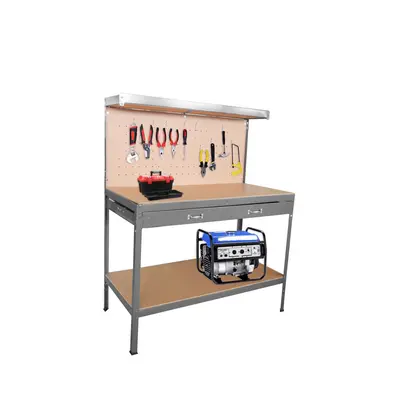 (GREY) Neo Workbench with Heavy-Duty Steel Pegboard