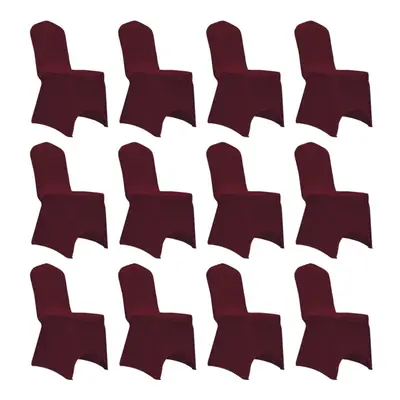 vidaXL 12x Chair Cover Stretch Burgundy Banquet Spandex Dining Chairs Covers