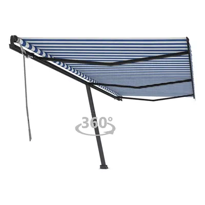 vidaXL Freestanding Manual Retractable Awning 600x350 cm Blue/White Outdoor