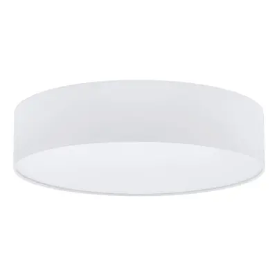 Flush Ceiling Light Colour White Round White Fabric Shade Bulb E27 3x60W