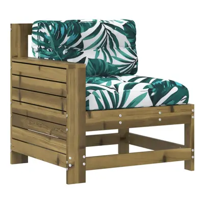 vidaXL Garden Armrest Sofa with Cushion Outdoor Sofa Impregnated Wood Pine