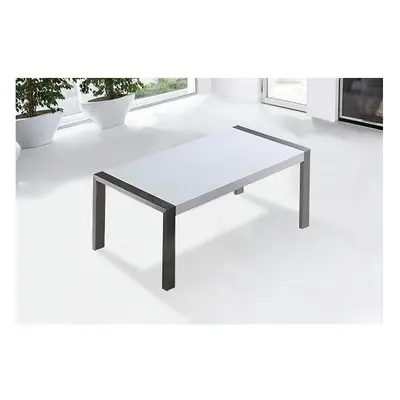 Luxury Stainless Steel White High Gloss Banded Dining Table - ARCTIC I