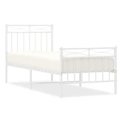 (white, 80x200 cm/with headboard & footboard) vidaXL Metal Bed Frame Home Bedroom Bed Base Mattr