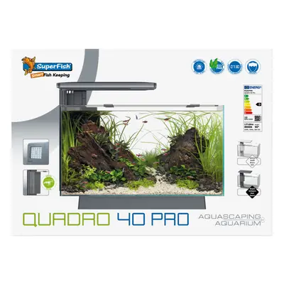 (Black, White) Superfish Quadro Aquarium Fish Tank LED Lighting & Filter, Optional Cabinet