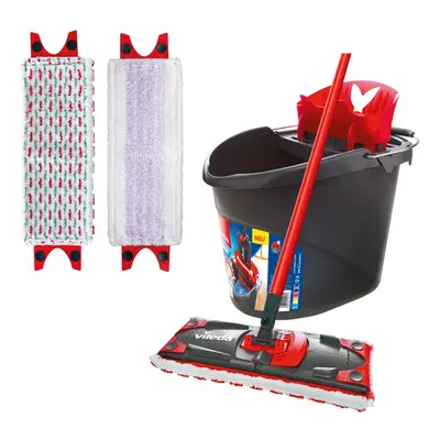 Ultramax Floor Mop Complete Set, Sensitive Cover Including Replacement Covers and Bucket with Po