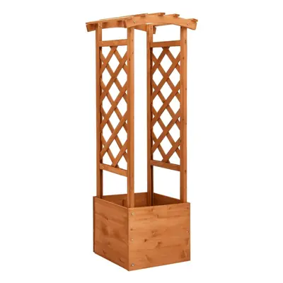 vidaXL Firwood Trellis Planter with Arch Wooden Flower Pot Box Planting Stand