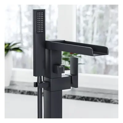 Laura Waterfall Freestanding Bath Shower Mixer Tap Matte Black