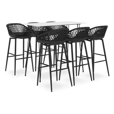 vidaXL Bar Set Piece White and Black Kitchen Dining Room Chair Stool Table