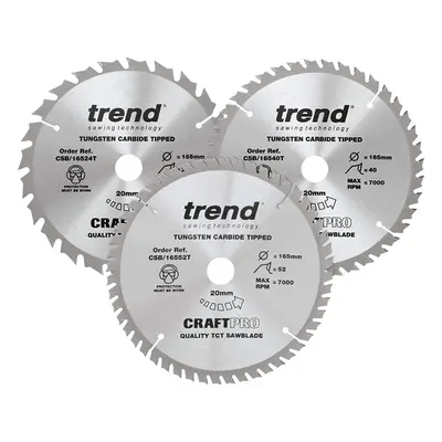 Trend CSB/165/3PK/B Craft Pro Triple Pack of TCT Blades Ideal for Dewalt DC390, DWE007, DCS391, 