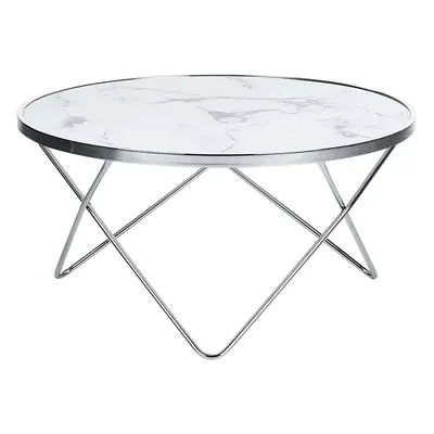 Coffee Table MERIDIAN Marble Effect Silver