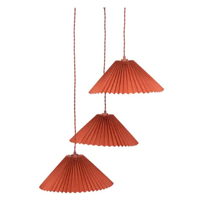 ValueLights Akira Burnt Orange Paper Pleated Way Drop Ceiling Light