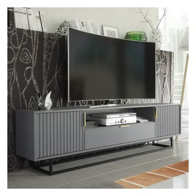 TV Unit 200cm Waved Doors Creative Furniture - Dark Grey