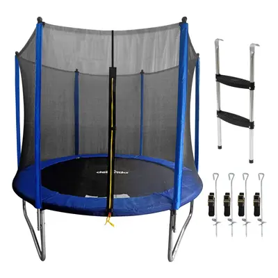 8ft Heavy-Duty Outdoor Trampoline for Kids with Safety Enclosure Net, Includes Anchor Kit & Ladd