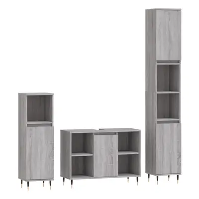 (grey sonoma) vidaXL Bathroom Furniture Set Cabinet Piece Concrete Grey Engineered Wood