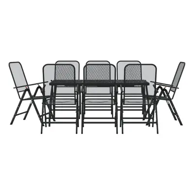 (165 cm table length/ piece) vidaXL Garden Dining Set Outdoor Table and Chair Set Anthracite Met