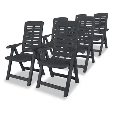 vidaXL 6x Reclining Garden Chairs 60x61x108cm Plastic Anthracite Foldable Seat