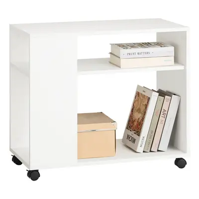 SoBuyÂ® FBT34-W, Side Table End Table Coffee Table with Storage Shelves on Wheels