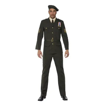 Smiffy's Adult Men's Wartime Officer Costume, Beret, Tie, Trousers, Belt And - officer wartime f