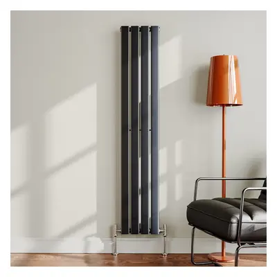 Steel Smoke Grey Vertical Tall Radiator with Single Panel 1600*304mm