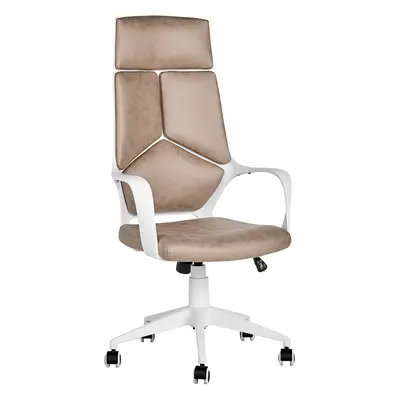 Faux Leather Swivel Office Chair Beige and White DELIGHT