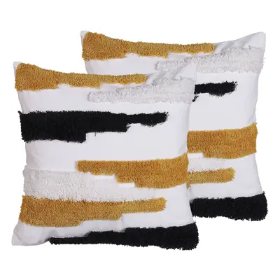 Set of Cushions MONARDA Boucle x cm Abstract Tufted Multicolour