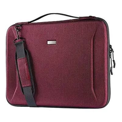 (RED) TECHGEAR Hard Shell Case for 17" Laptops, Shockproof Travel Sleeve Shoulder Strap Case fit