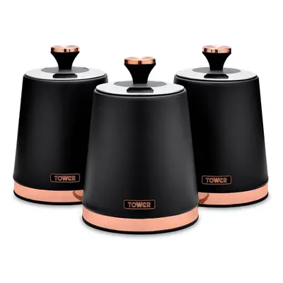 Tower Cavaletto T826131BLK Canisters Black & Rose Gold Kitchen Storage