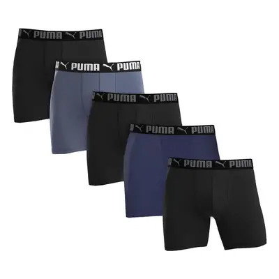 Puma Men's Microfiber Boxer Brief, 5-pack (Large, Black / Grey / Blue)