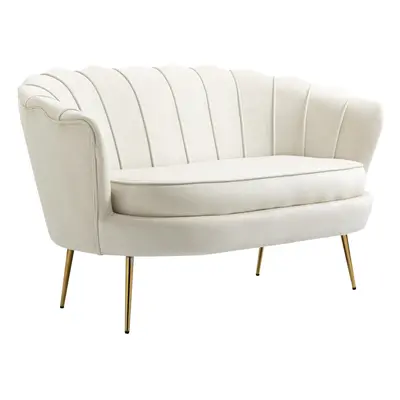 HOMCOM Modern Seater Sofa with Petal Backrest and Steel Legs Cream White