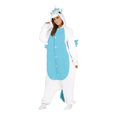 Adult white and blue unicorn jumpsuit