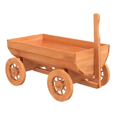 vidaXL Decorative Wagon Wheel Barrow Garden Cart Plant Pot Cart Solid Wood Fir