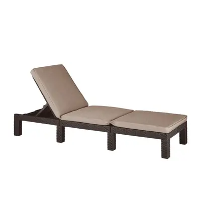 Keter Sunlounger with Cushion Daytona Brown Sunbed Wicker Sunlounger Patio