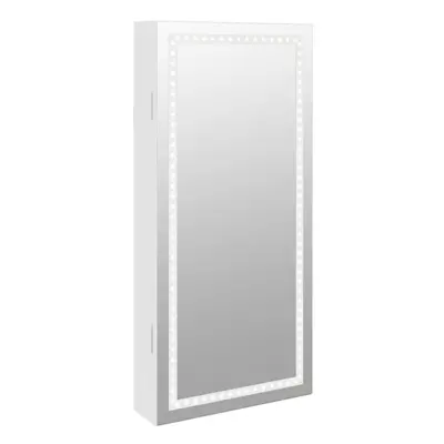 (white) vidaXL Mirror Jewellery Cabinet Mirror Armoire with LED Lights Wall Mounted