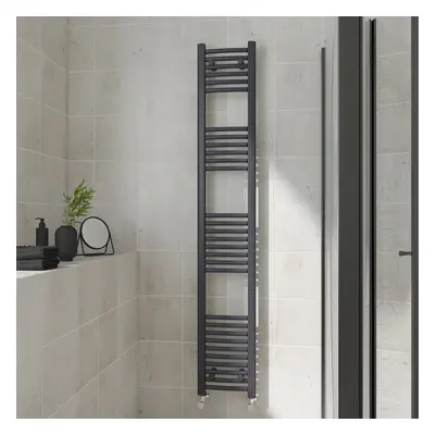 (Curved, 1800x300mm) Warmehaus Heated Towel Rail Anthracite Bathroom Ladder Style Radiator Grey 