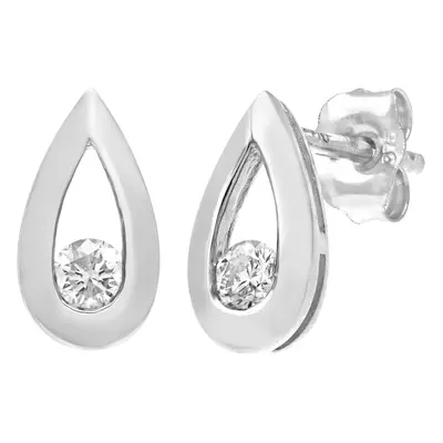 Jewelco London 9ct White Gold Round 15pts Diamond Solitaire Stud Earrings - PE0AXL1803W