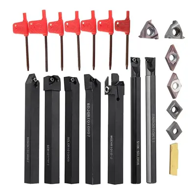 21PCS 10mm Lathe Solid Carbide Inserts Turning Tool Holder Boring Bar With Wrenches For Lathe Cu