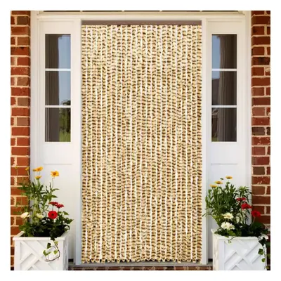 vidaXL Insect Curtain Beige and Brown 100x220 cm Chenille Doorway Screen Blind