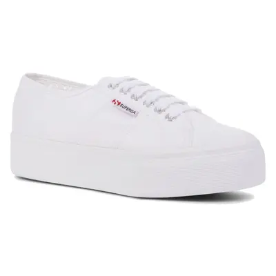 (White, Uk 8) Superga Cotw Linea Womens White Lace Up Chunky Platform Trainers Shoes