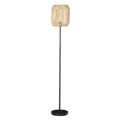 HOMCOM Farmhouse Floor Lamp for Living Room Bedroom with Rattan Wicker, Natural