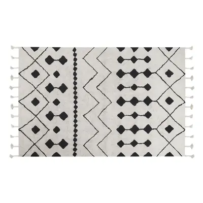 Cotton Area Rug x cm Black and White KHEMISSET