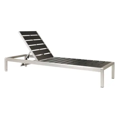 Aluminium Reclining Sun Lounger Black and Silver NARDO