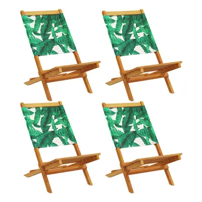 (leaf pattern) vidaXL Garden Chairs Seating pcs Cream White Solid Wood Acacia and Fabric