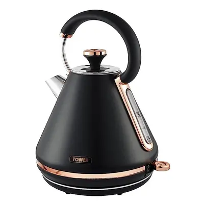 Tower T10044RG Cavaletto Pyramid Kettle with Fast Boil, Detachable Filter, 1.7 Litre, W, Black a