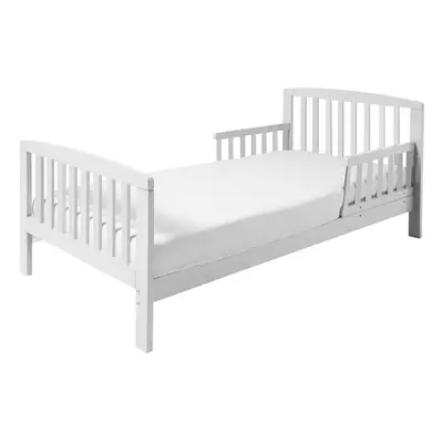 Sydney White Toddler Bed With Safety Side Rails | Solid Pine Wood