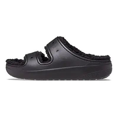 crocs Unisex classic cozzzy Platform Sandals Fuzzy Slippers Slide, BlackBlack, US Men