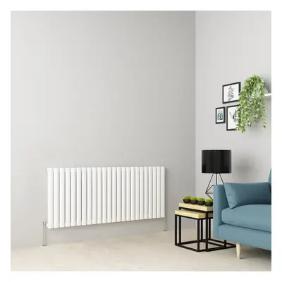 (600 x 1417mm Single, White) Oval Tube Designer Radiator