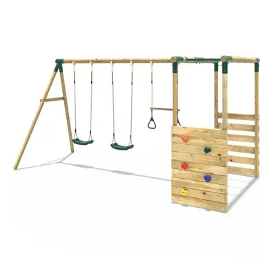 (Monkey Bars - Comet, Green) Rebo Wooden Children's Garden Swing Set with Monkey Bars